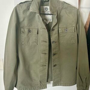 Lucky Brand Green Jean/military style Jacket with Relaxed Fit and Pointed Collar
